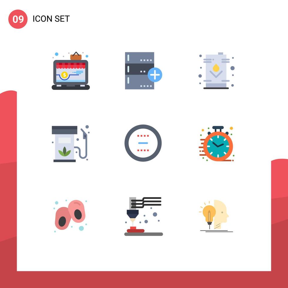 Modern Set of 9 Flat Colors and symbols such as gas diesel database biodiesel oil Editable Vector Design Elements