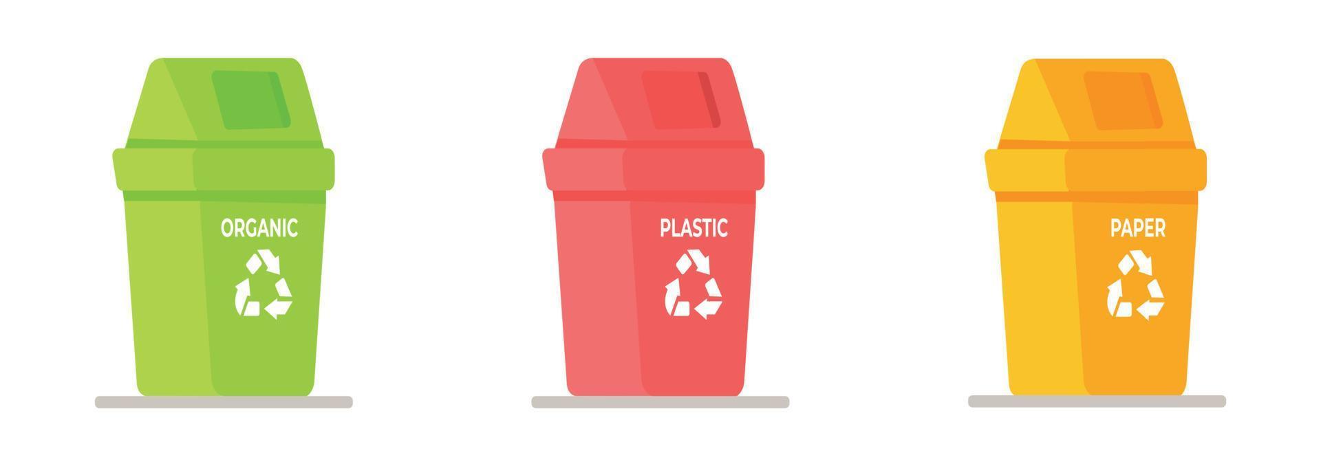 Vector illustration of a set of trash cans.