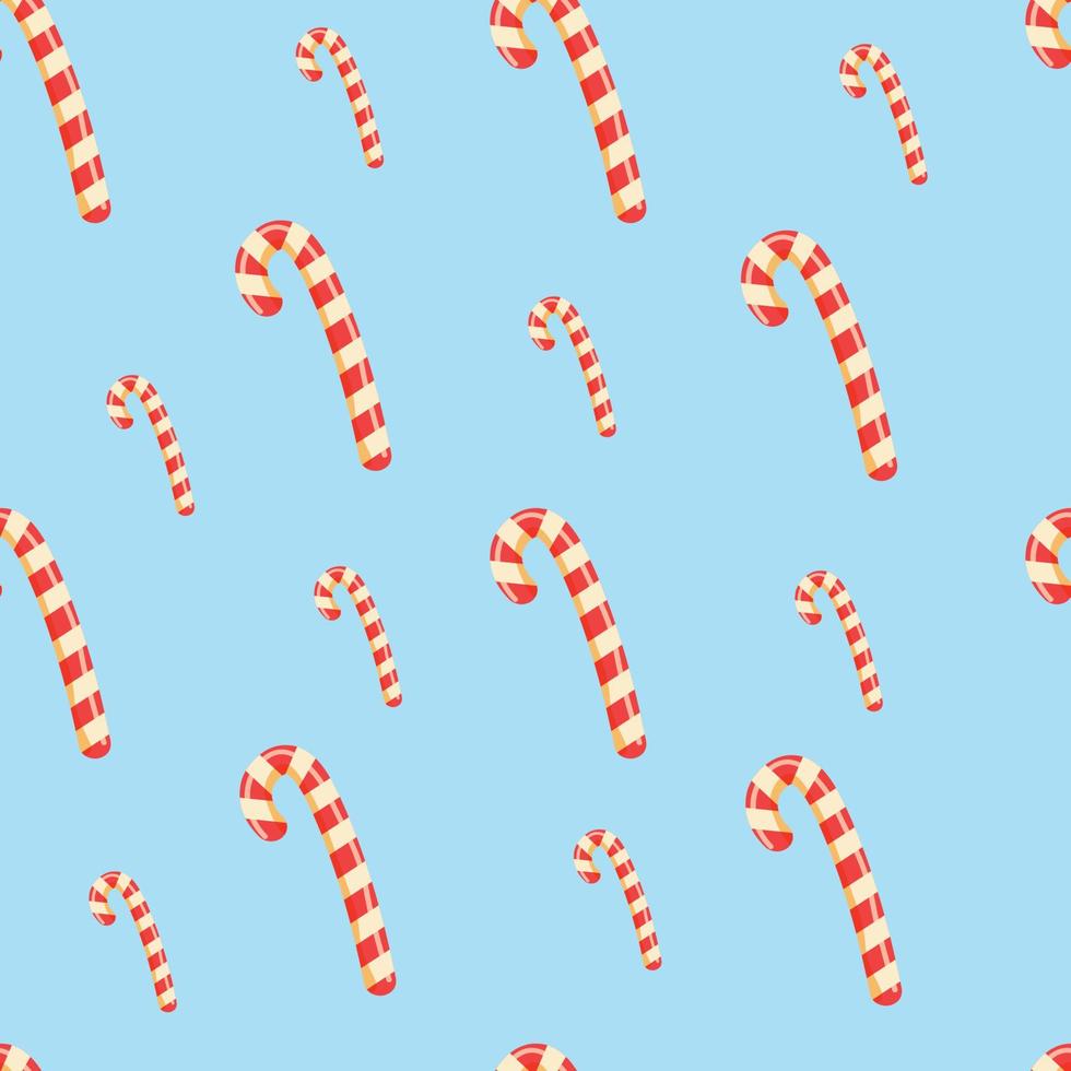 Christmas seamless blue pattern with candy canes. Background for wrapping paper, fabric print, greeting cards design.Vector illustration vector