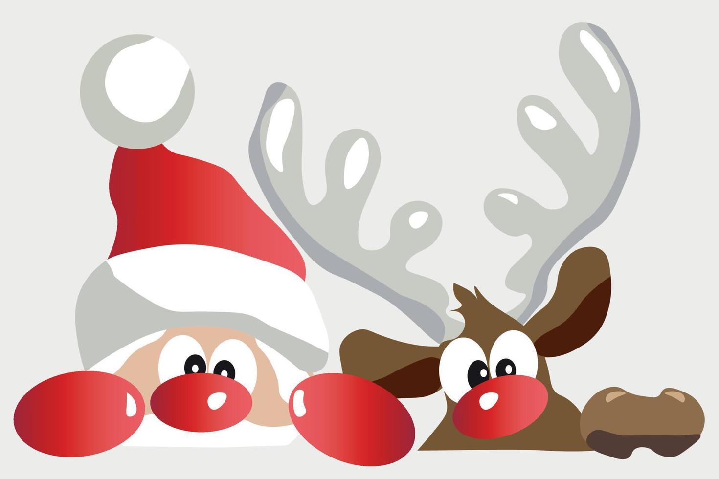 Santa Claus and Christmas reindeer cartoon characters vector