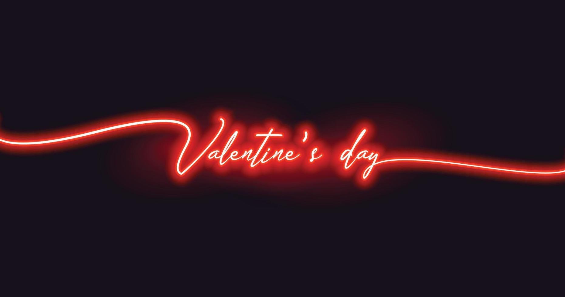 Valentines day text in red neon style vector