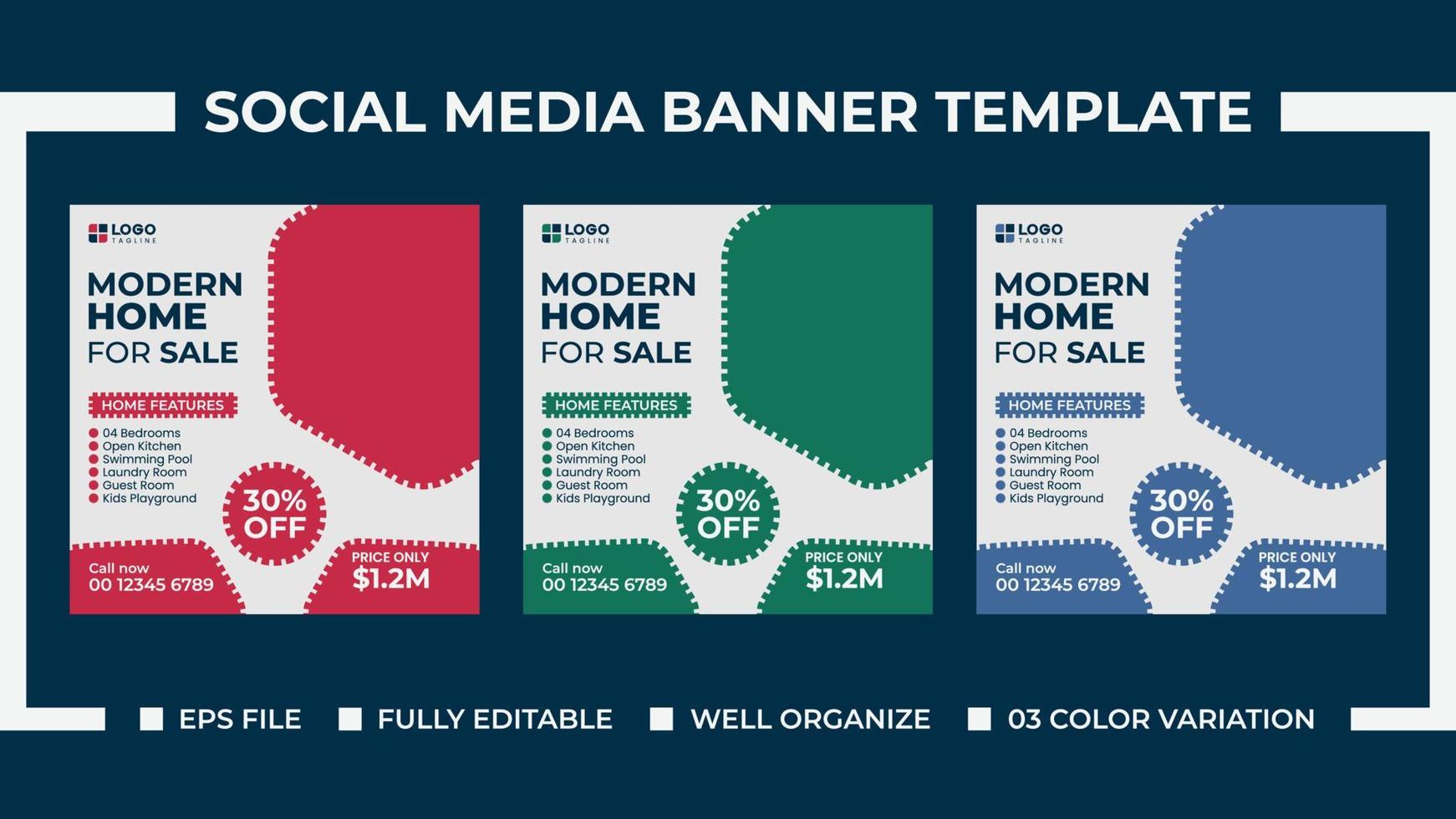 Modern Home Sale Social Media Ads Banner Template vector