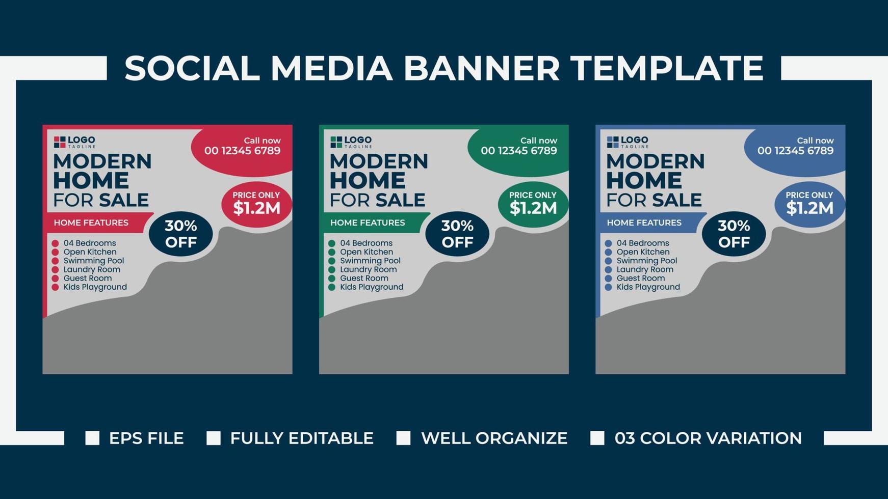 Modern Home Sale Social Media Ads Banner Template vector