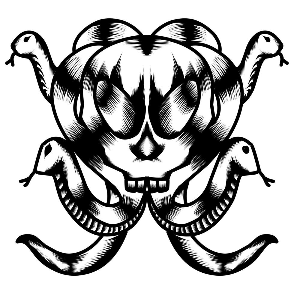 Skull Snake Illustration perfect for tshirt design, logo, sticker and others vector