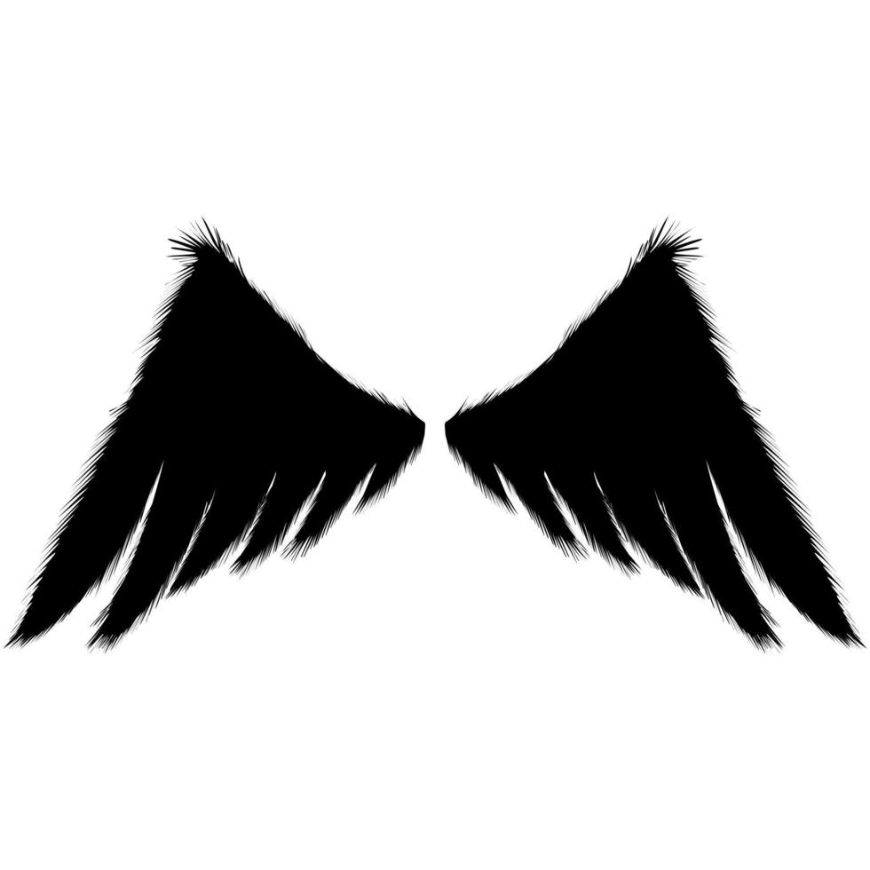 Illustration of two black wings on a transparent background. vector