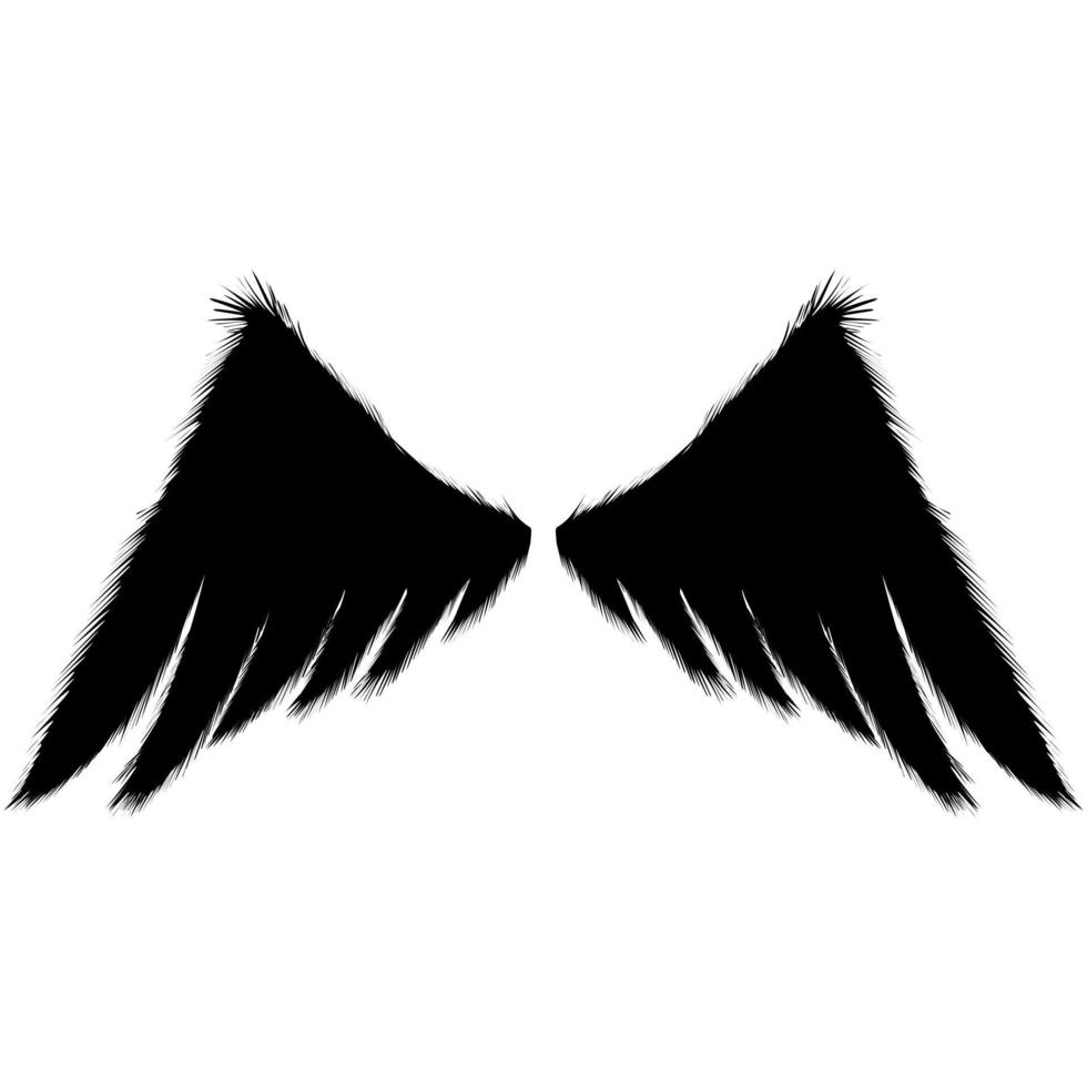 Illustration of two black wings on a transparent background. vector