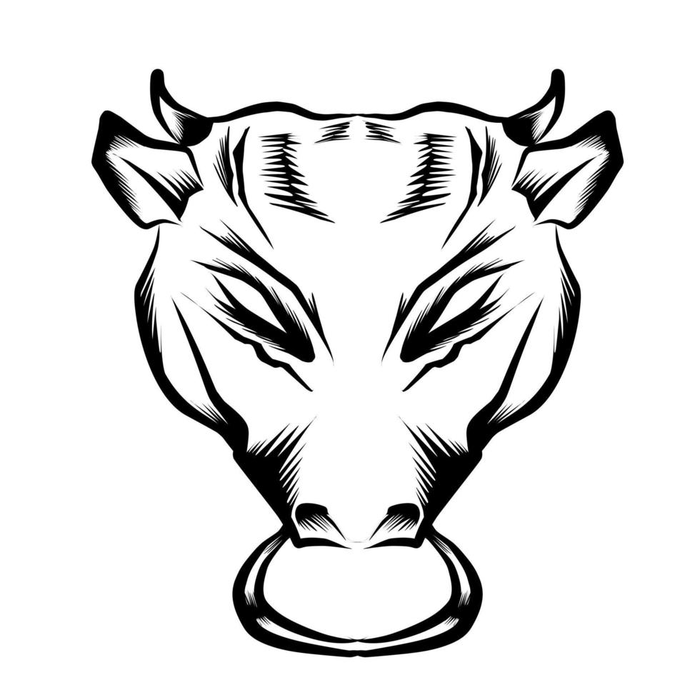 vector de un diseño de cabeza de búfalo sobre fondo transparente. animales salvajes. ilustración vectorial en capas fácil de editar. perfecto para logos, pegatinas, tatuajes, íconos