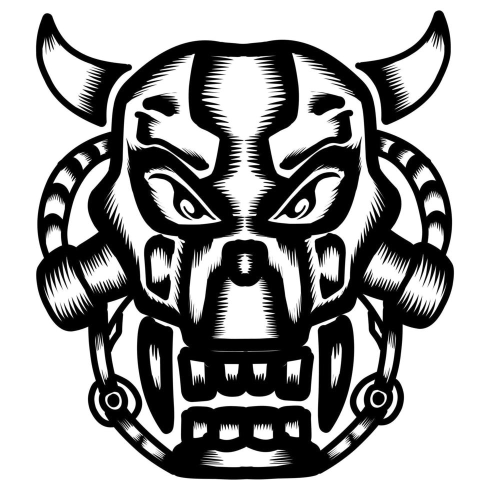 Skull Head with horns Design Vector Illustration Icon Template