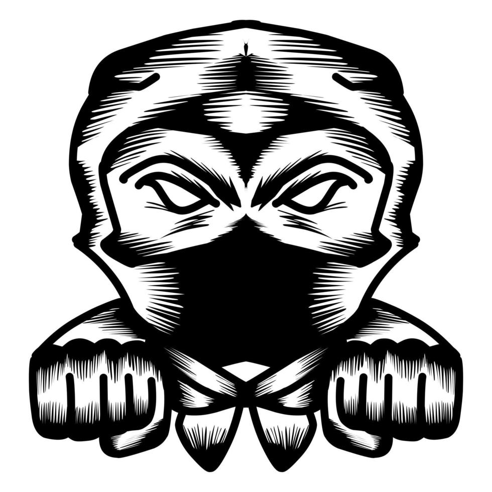 ilustración vectorial gráfico de dibujos animados ninja volando. perfecto para ico, logo, pegatina, tatuaje vector