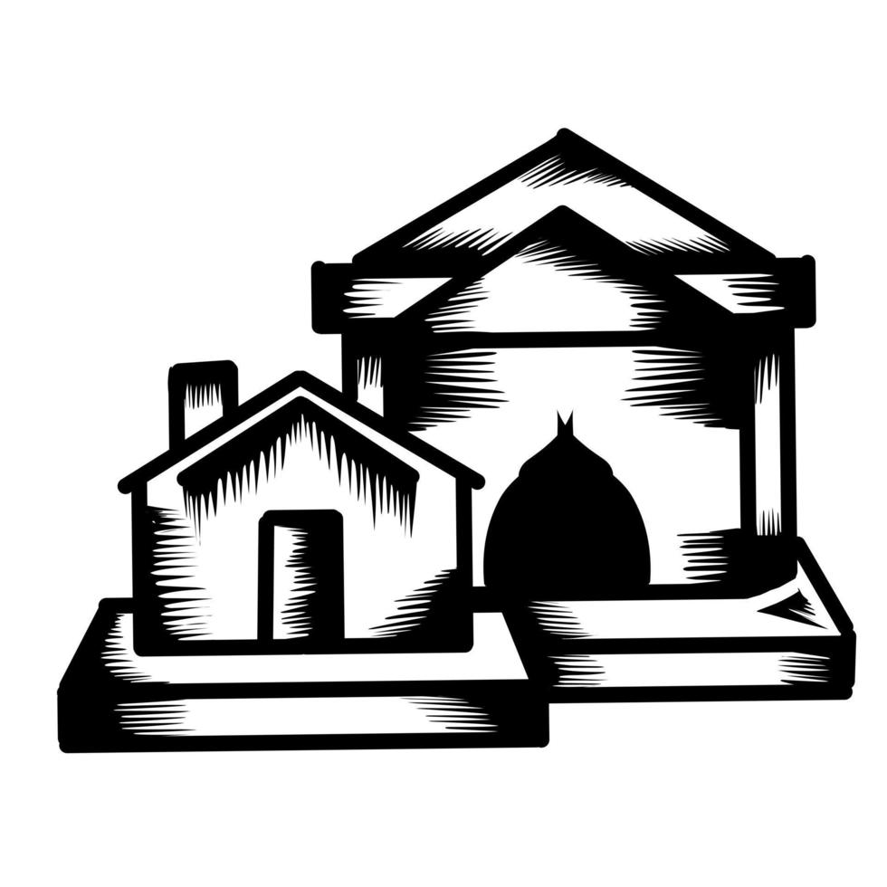 Illustration vector graphic of simple house isolated on transparent background. Perfect for icon, logo, tattoo, banner, stickers, greeting cards