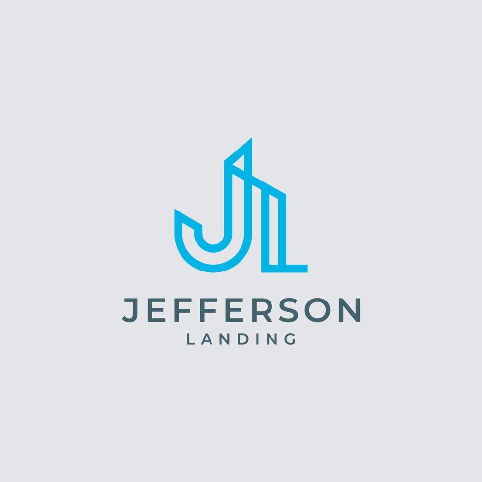 JL initial logo company name colored blue swoosh design, isolated on white background vector