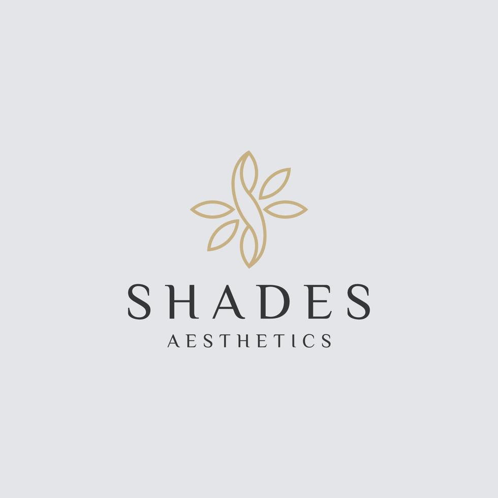 initial S leaf Logo Design Template Gold Color vector