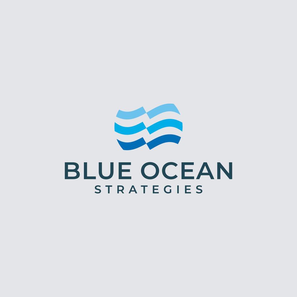 Blue ocean logo design vector template