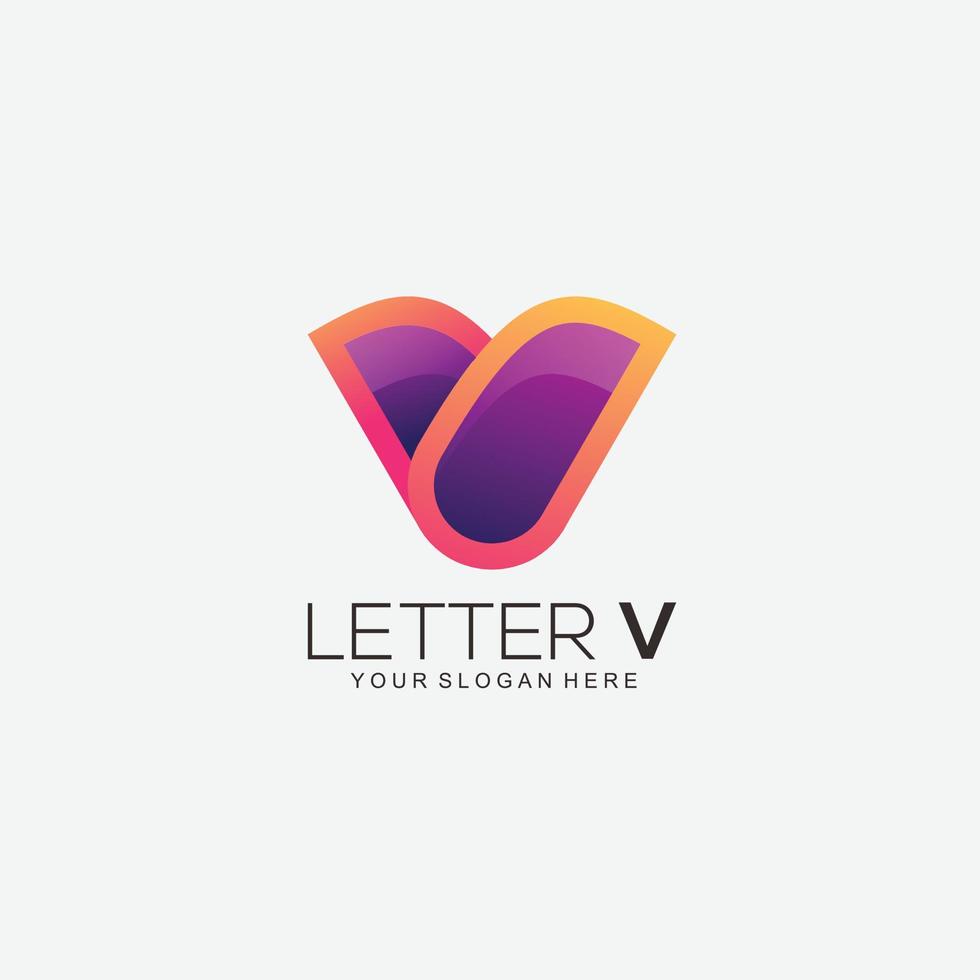 letter v design symbol gradient color vector