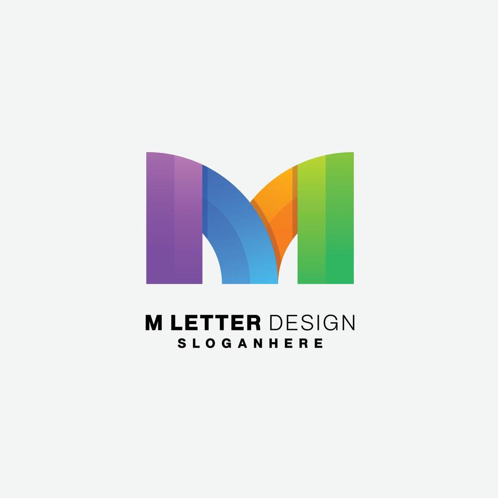 m inicial diseño vector logo degradado símbolo