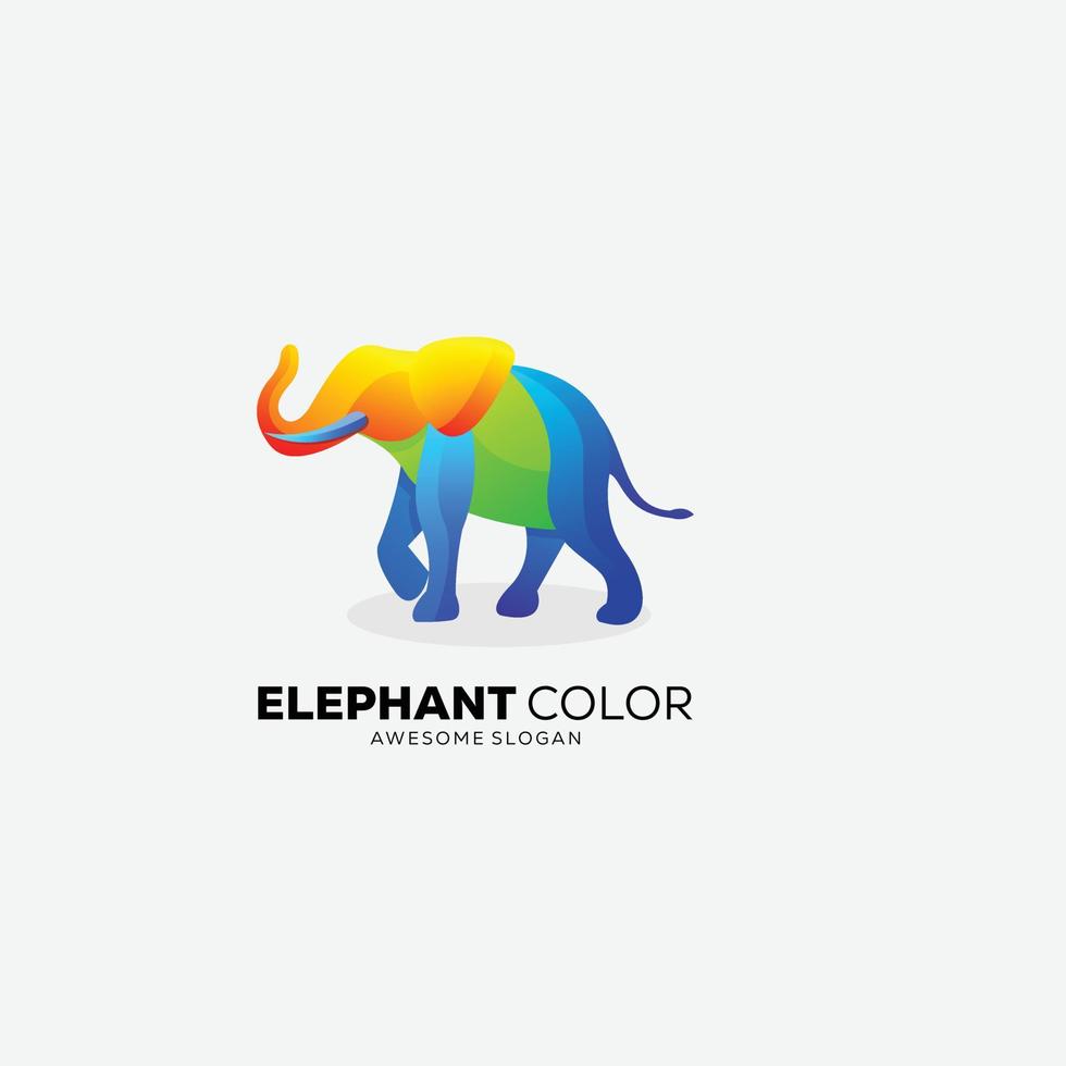 ilustración de diseño de logotipo colorido elefante degradado vector