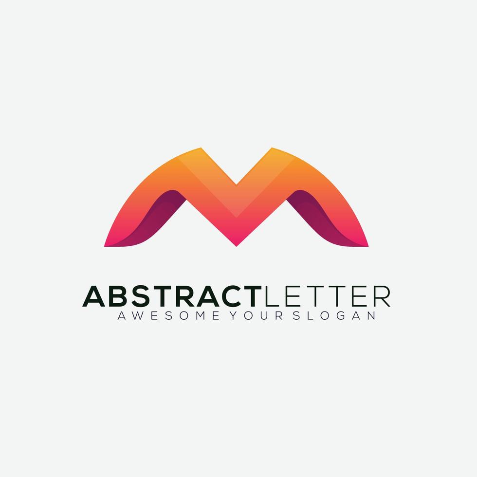letter m design logo gradient colorful vector