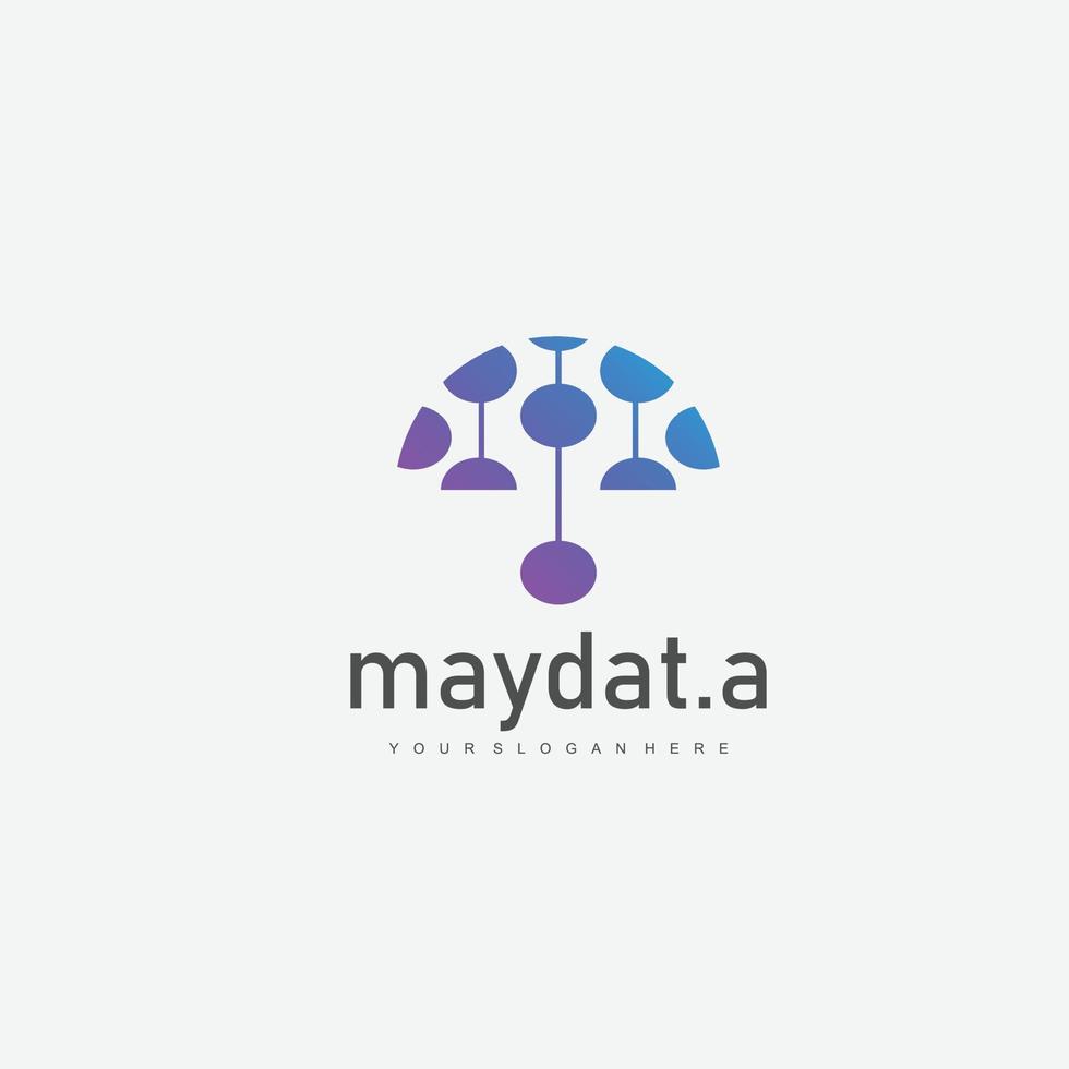 umbrella technology logo template design icon vector