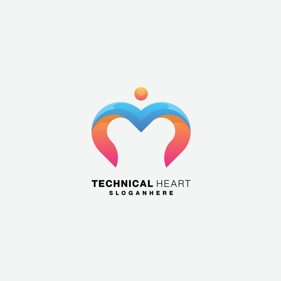 technical heart design logo vector illustration icon