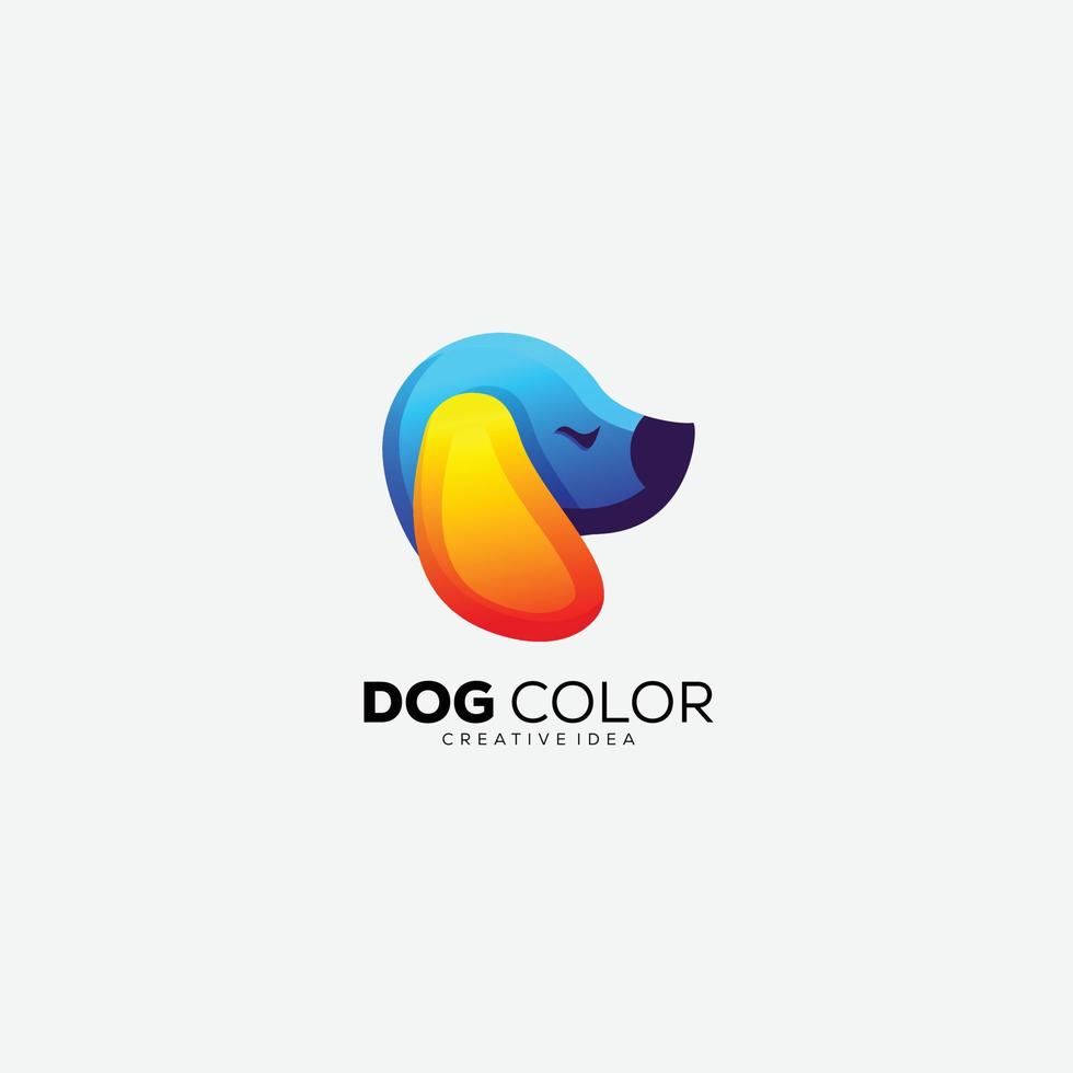 head dog logo design gradient template vector