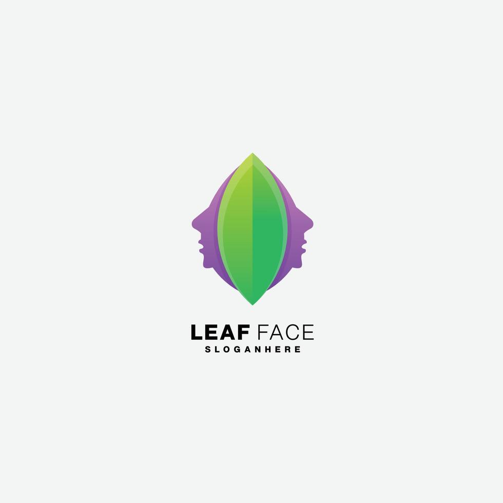 leaf face design gradient color vector logo