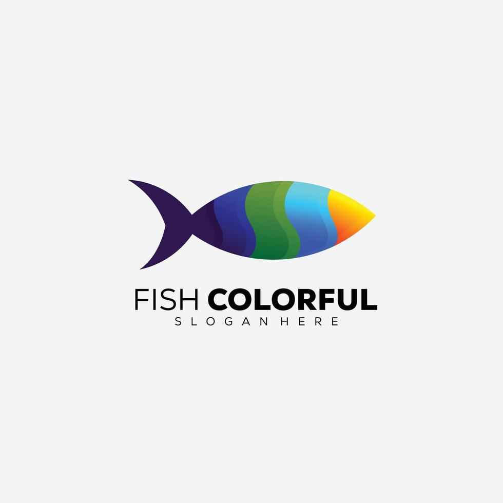 Ilustración de plantilla de logotipo colorido de pescado vector
