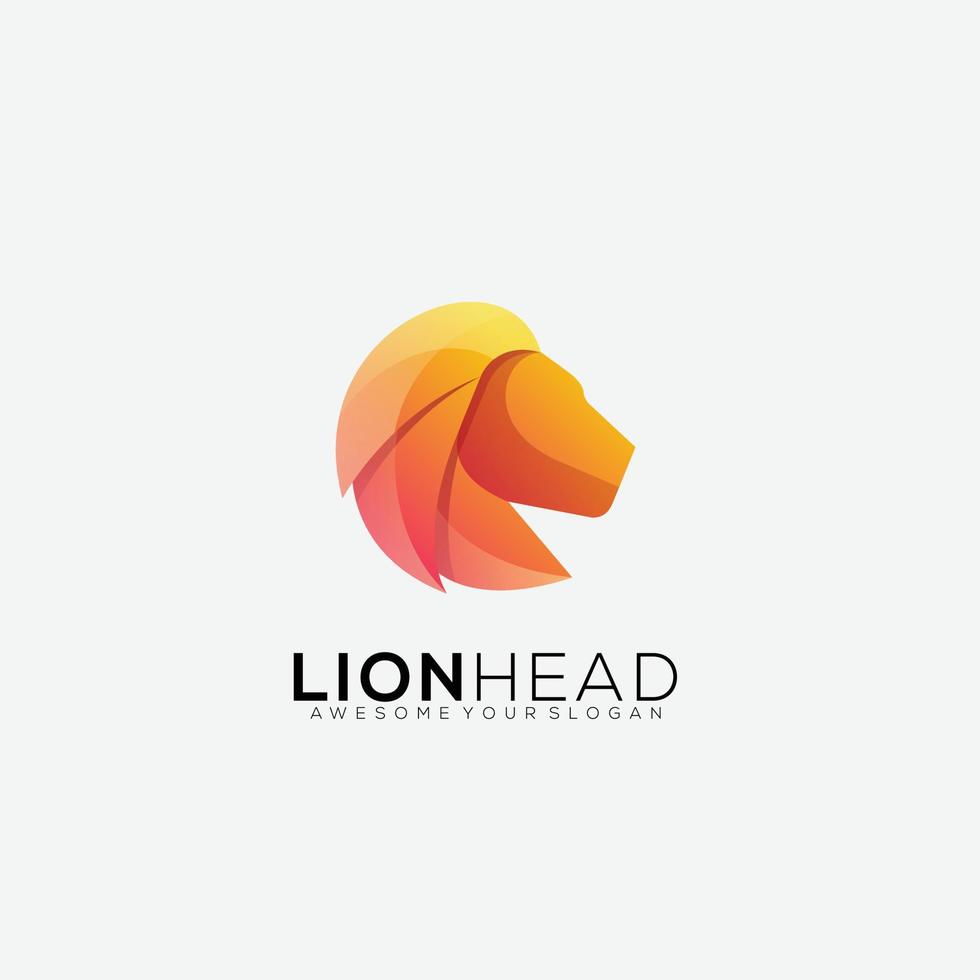 lion head design gradient template vector