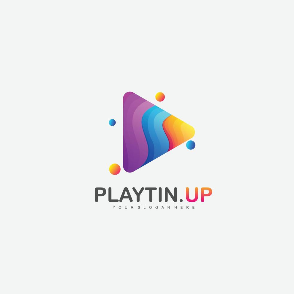 media play logo design gradient symbol vector