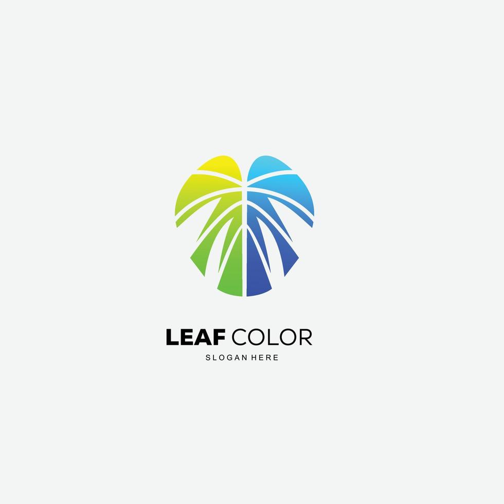 monstera gradient colorful vector logo illustration