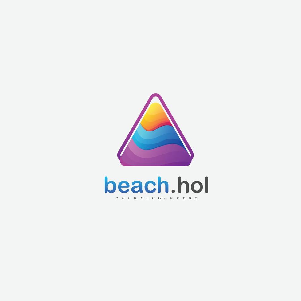 triangle beach design vector logo colorful