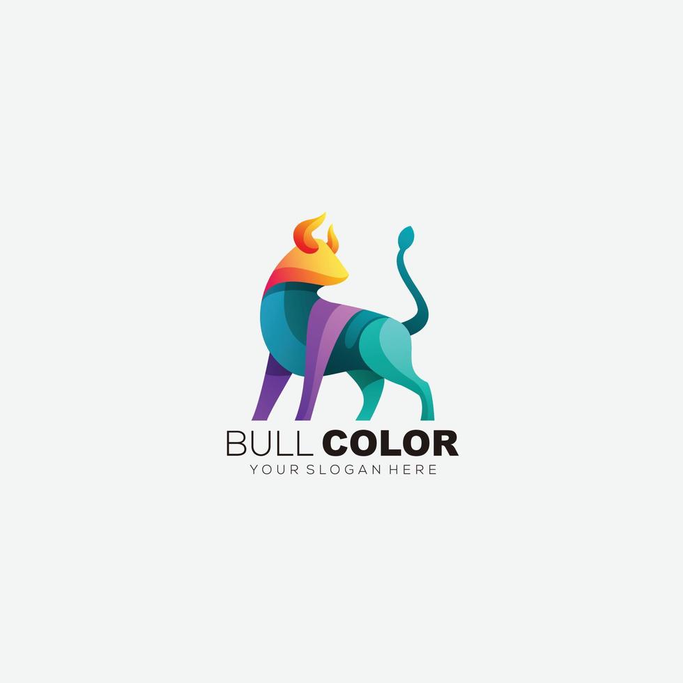 gradient bull color logo vector template