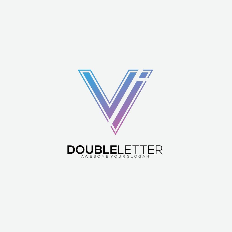 letter vi design logo gradient color icon vector