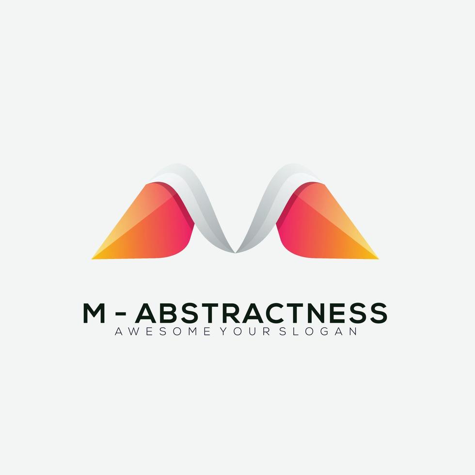 letter m wing design logo gradient color vector