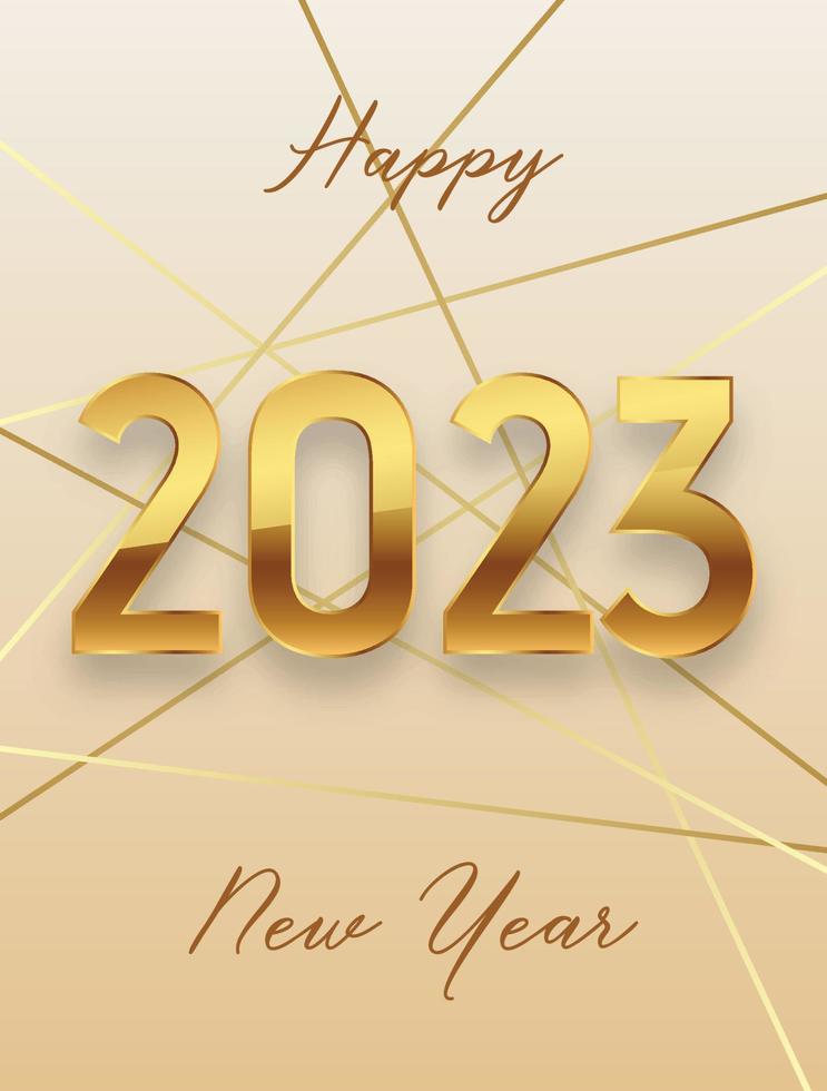2023 gold greeting card, happy new year greeting card, vector art