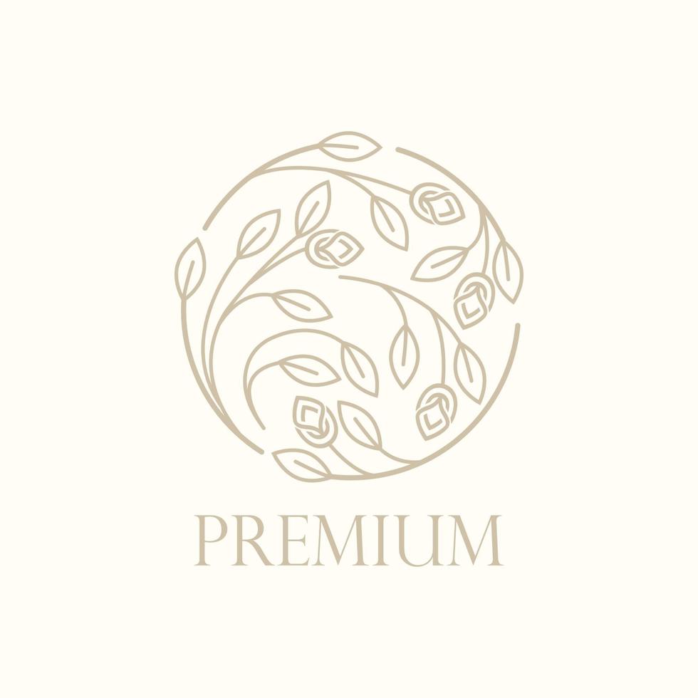 Abstract emblem logo flower or floral logo line style or gold logo, vector pro art