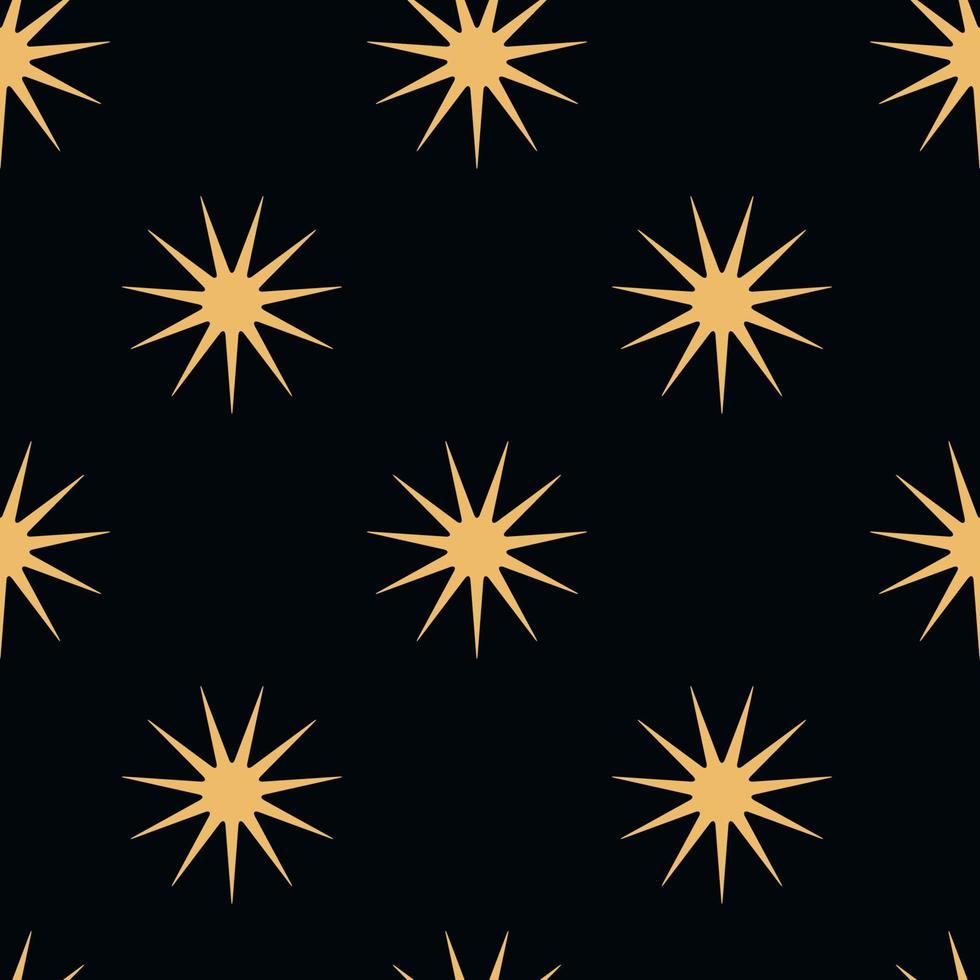 Vector flat hand drawn seamless pattern with star, sun. Flat vector hippy boho illustration.