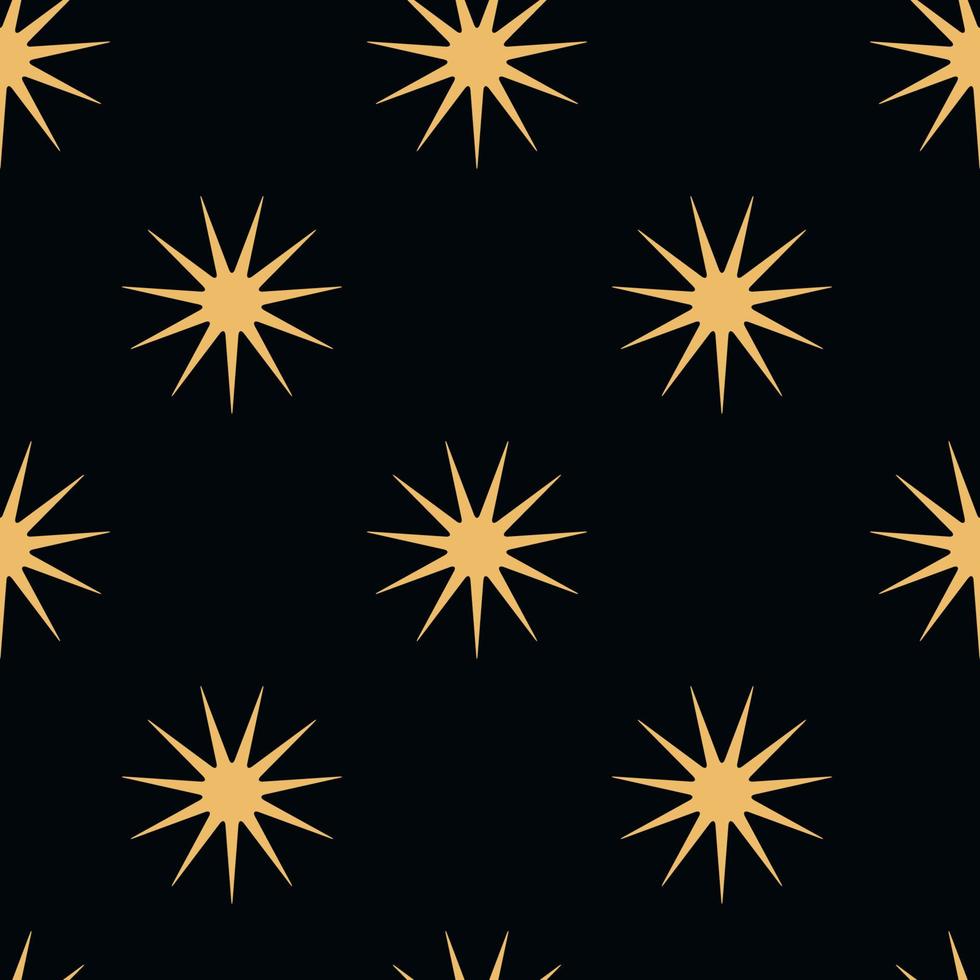 Vector flat hand drawn seamless pattern with star, sun. Flat vector hippy boho illustration.