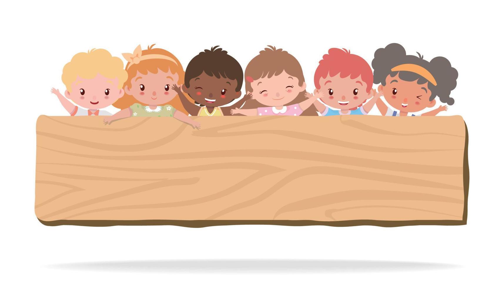 cute kids banner, title frame vector