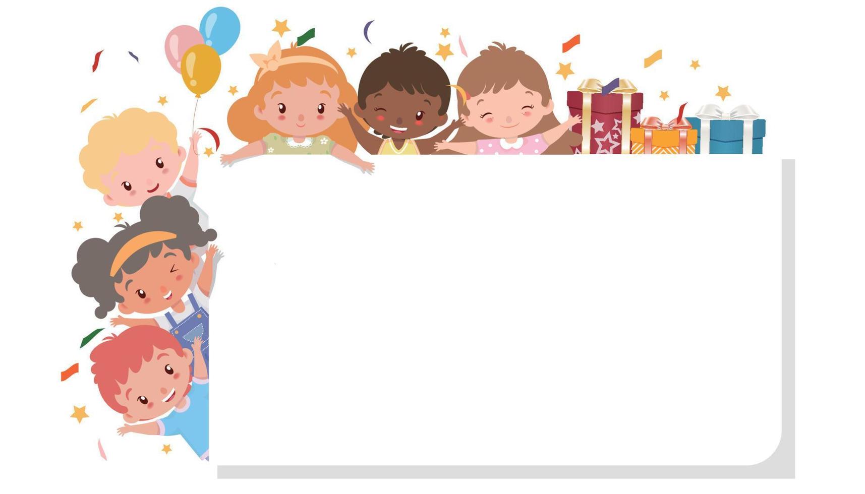 cute kids banner, title frame vector