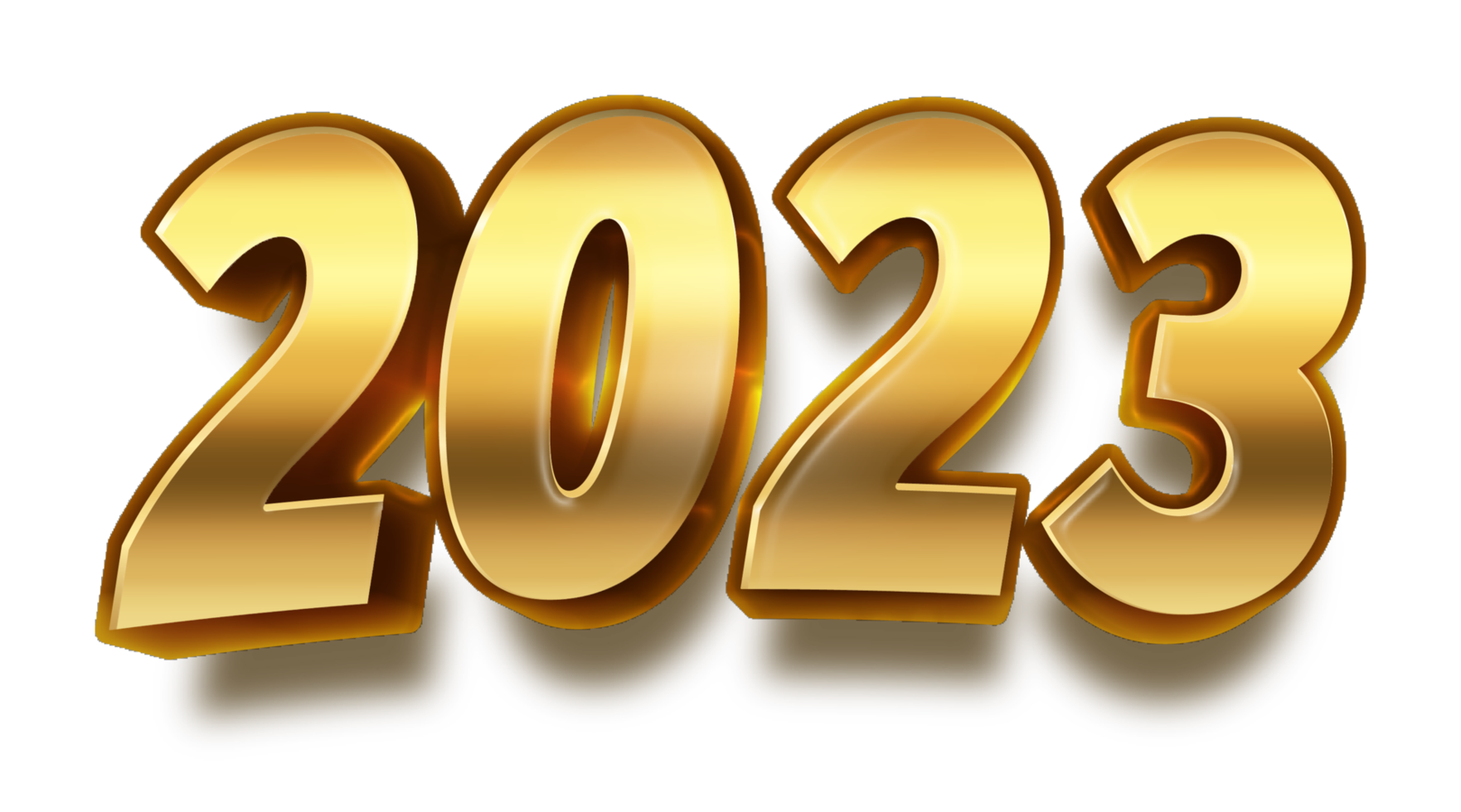 bonne année 2023 célébration veille polices de texte brillant doré png