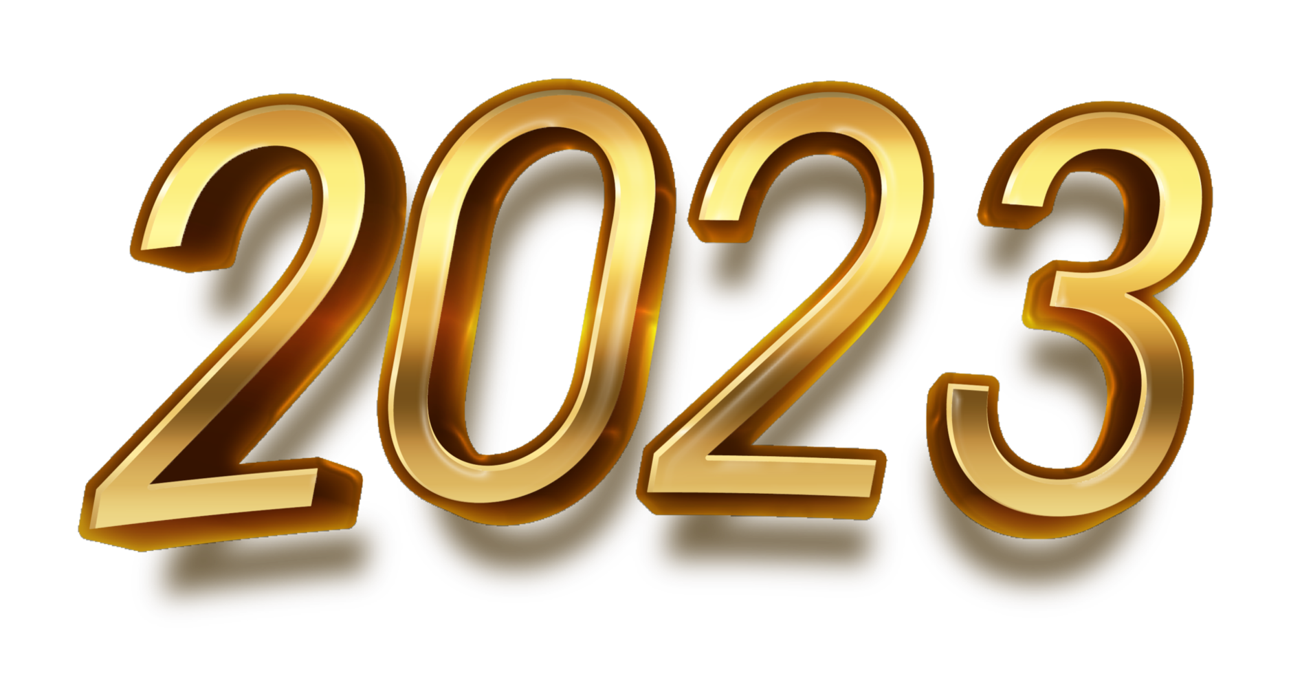 bonne année 2023 célébration veille polices de texte brillant doré png