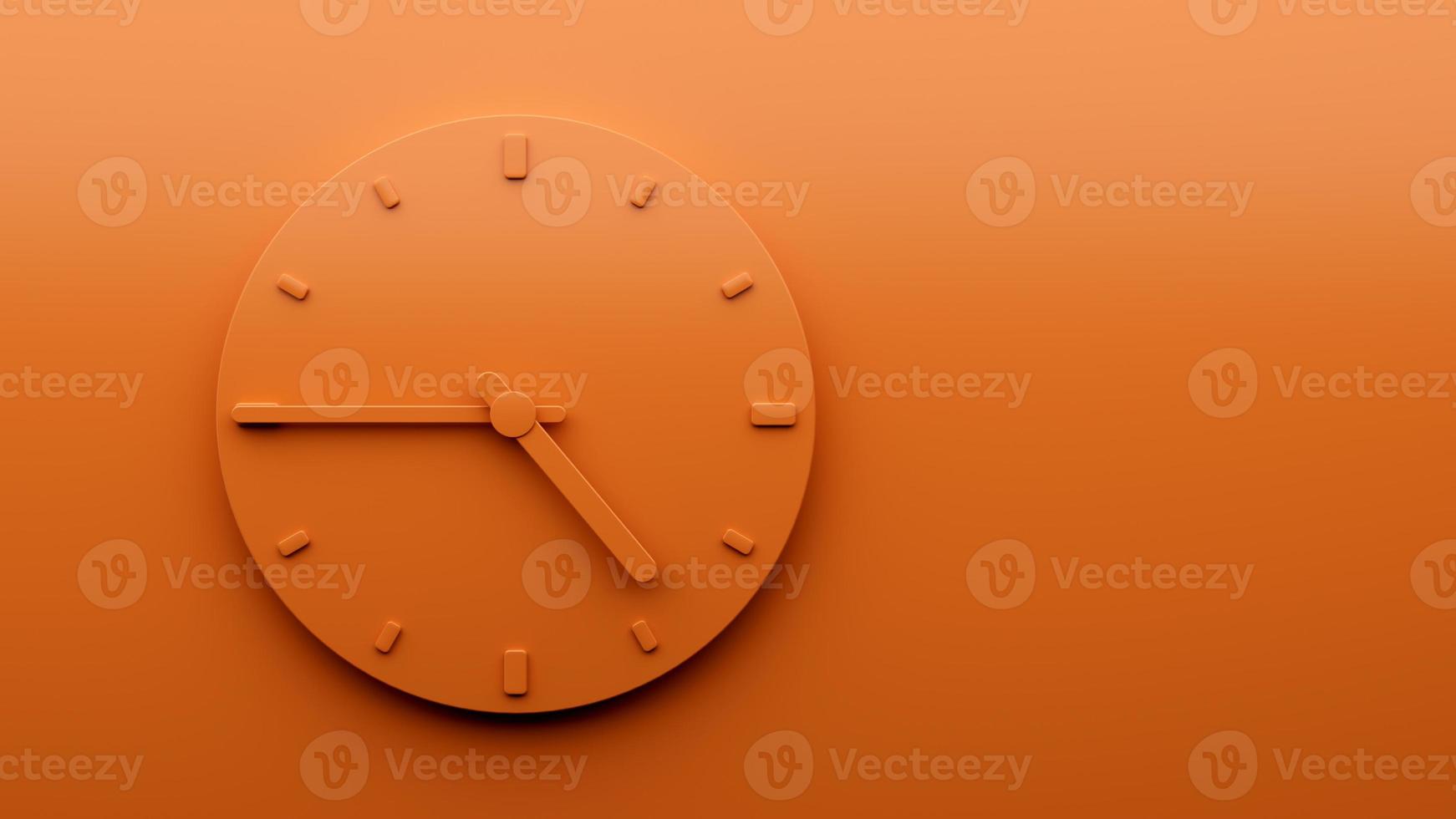 Minimal Orange clock 4 45 o clock quarter to Five abstract Minimalist wall clock 3d Illustration photo