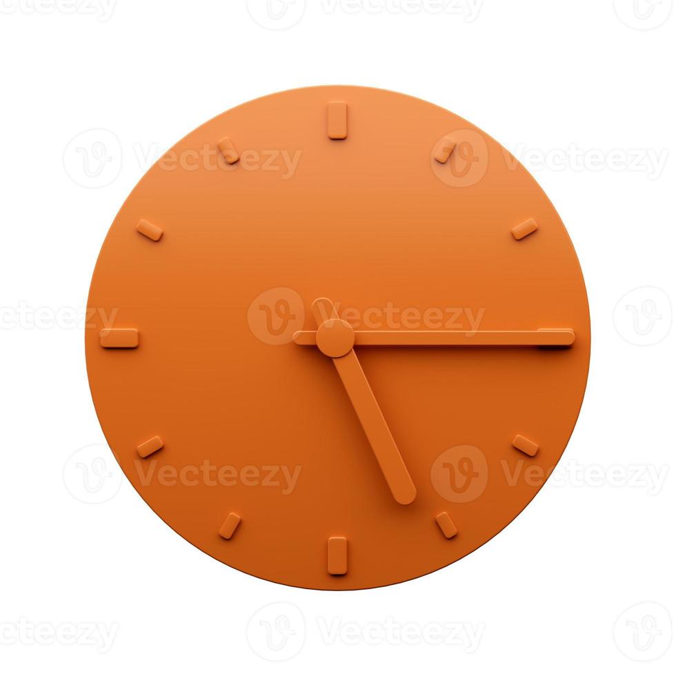 Minimal Orange clock 5 15 quarter past Five o'clock abstract Minimalist wall clock or Five fifteen 3d Illustration photo