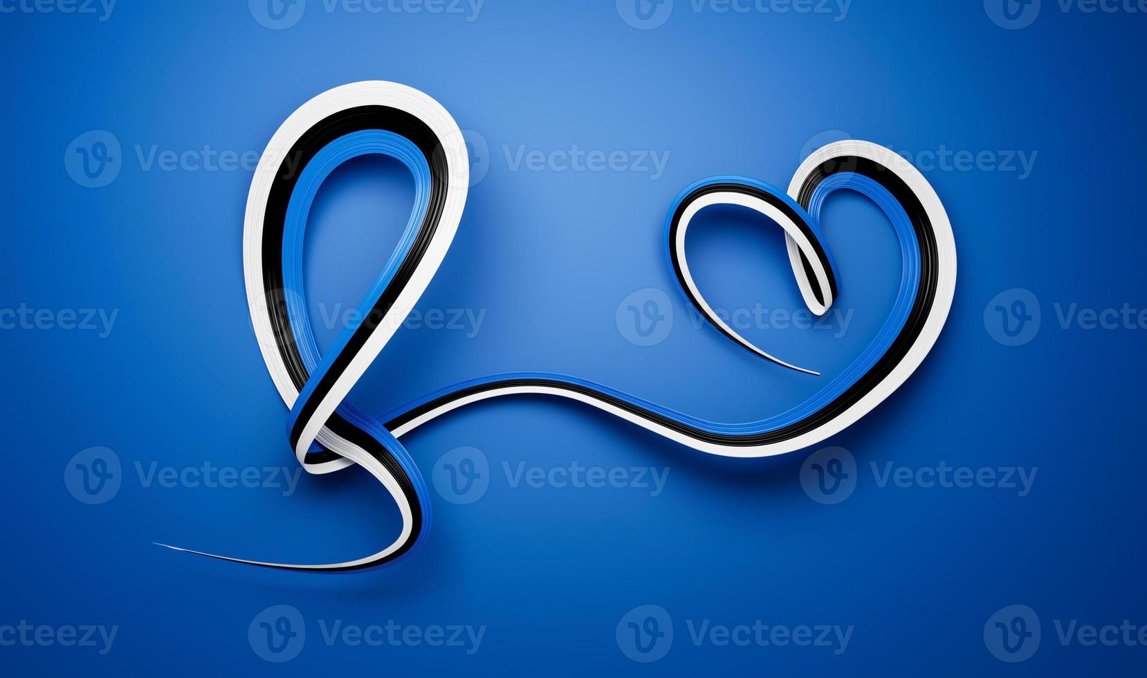 Estonia Flag Heart icon. Estonian Ribbon emblem. Country love symbol. Isolated 3d illustration photo