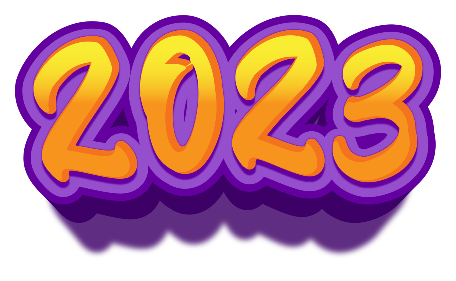 2023 happy new year eve gold purple text glitter shiny png