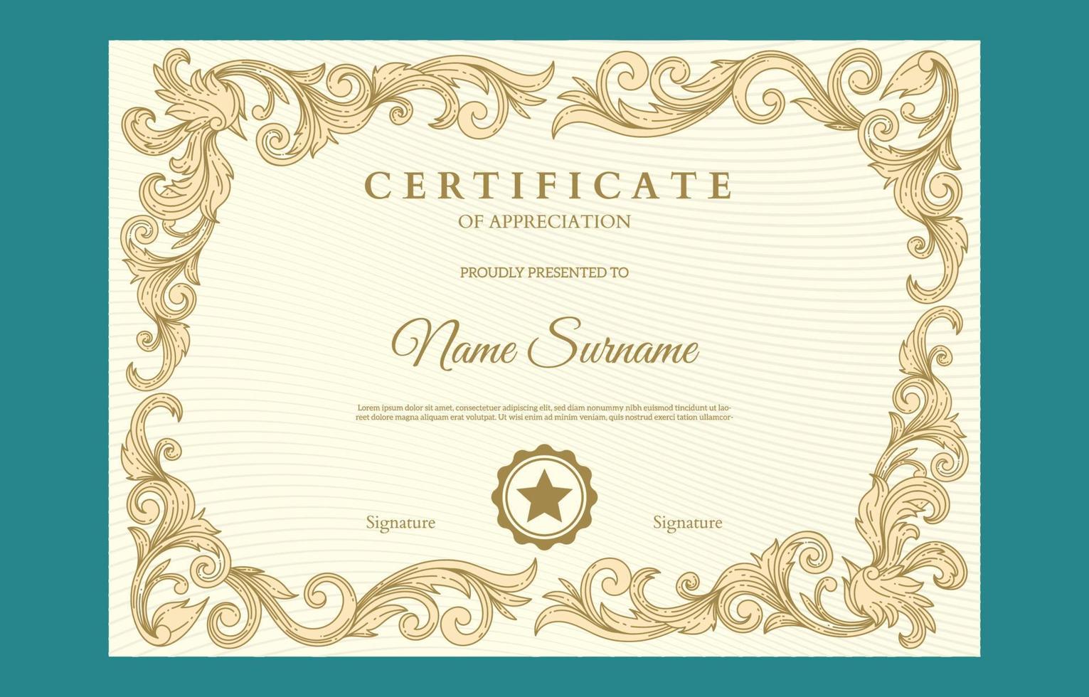 Hand Drawn Victorian Classic Certificate Design Template vector