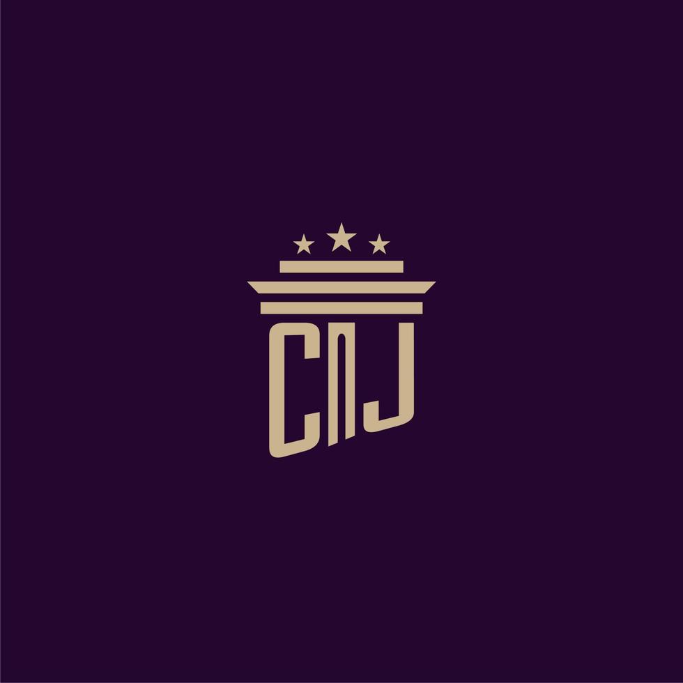 CJ initial monogram logo design for lawfirm lawyers with pillar vector image