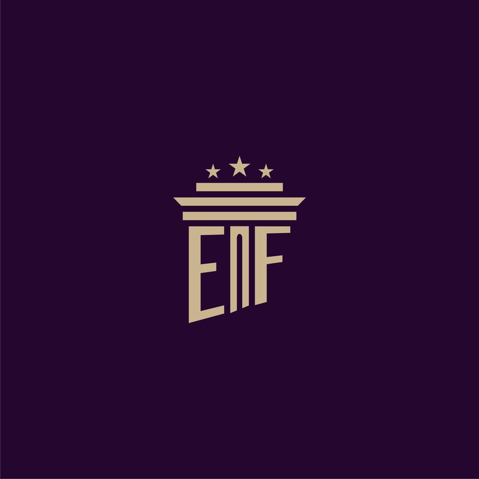 EF initial monogram logo design for lawfirm lawyers with pillar vector image