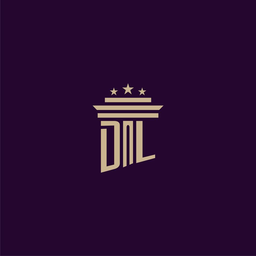 DL initial monogram logo design for lawfirm lawyers with pillar vector image