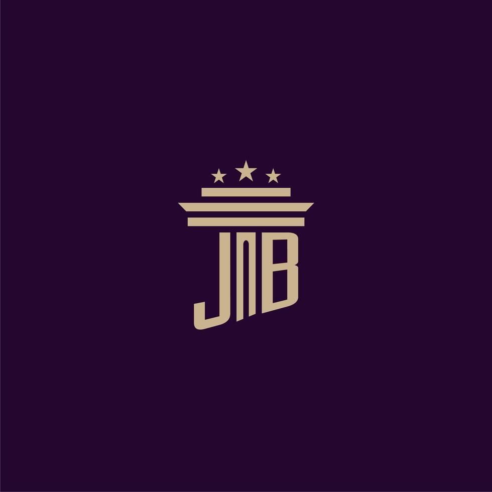 JB initial monogram logo design for lawfirm lawyers with pillar vector image